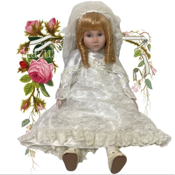 Vintage Bride Porcelain Doll Bridal Collectible Bride Wedding Doll Ellie
